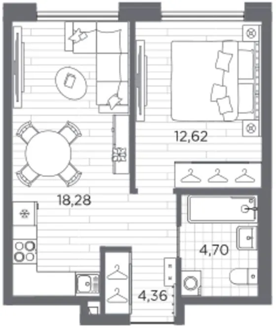 1-комн., 39,96 м²