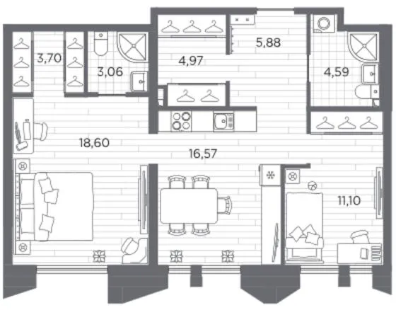 2-комн., 68,47 м²
