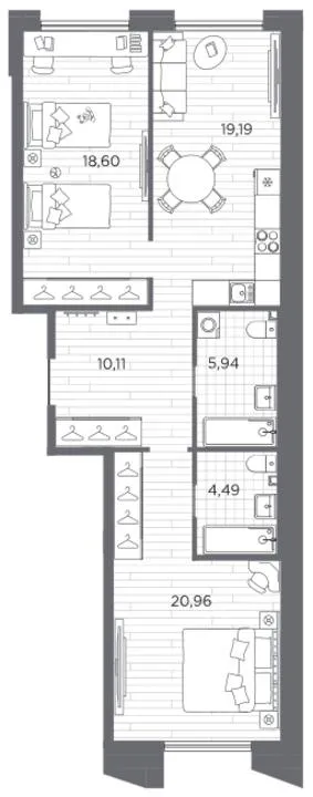 2-комн., 79,29 м²