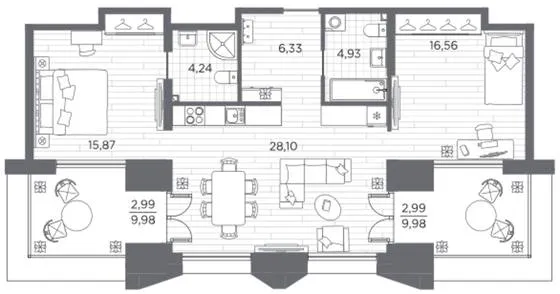 2-комн., 82,01 м²