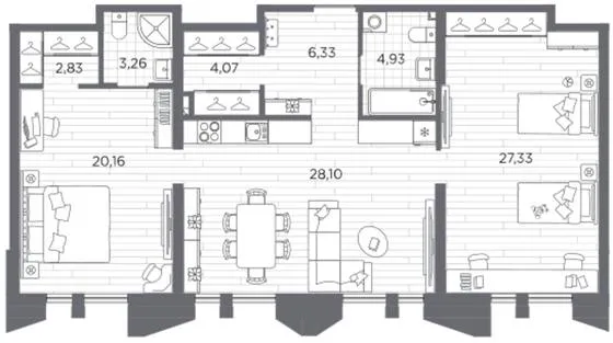 2-комн., 97,01 м²
