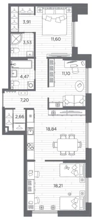 3-комн., 81,52 м²