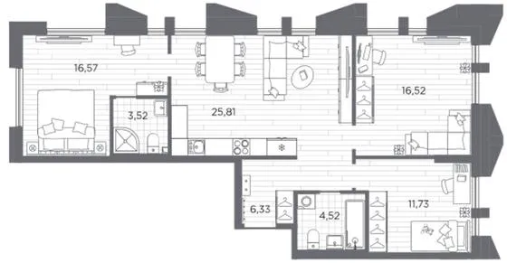 3-комн., 85,0 м²