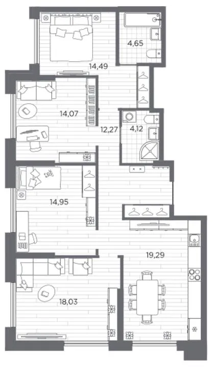 4-комн., 101,87 м²
