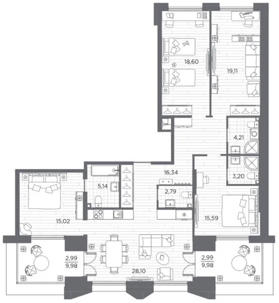 4-комн., 134,08 м²