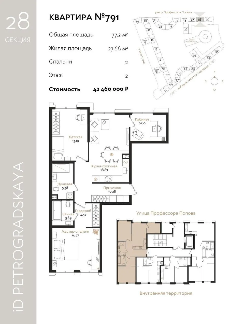 2-комн. №791, 77,2 м²