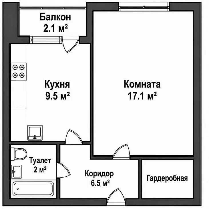 Продается 1-комн. квартира, 36 м² в ЖК «Gusi-Лебеди (Гуси-Лебеди)»